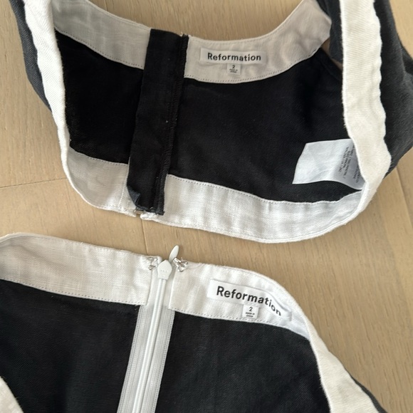 Reformation Robbie two piece set black and white crop and skirt set - Picture 9 of 9